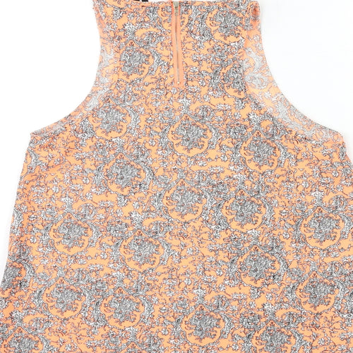 IZABELL Womens Orange Paisley  Basic Tank Size 8