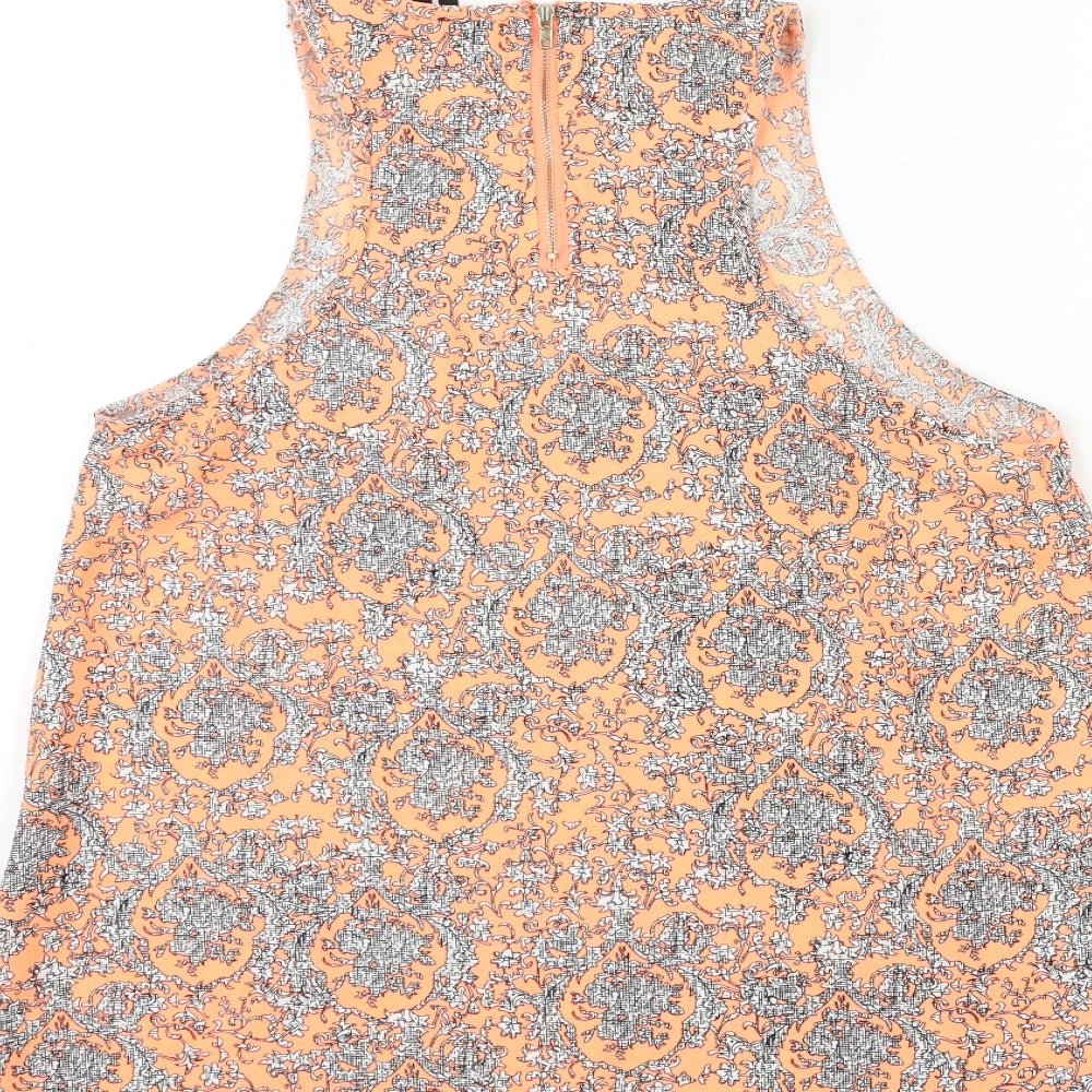IZABELL Womens Orange Paisley  Basic Tank Size 8