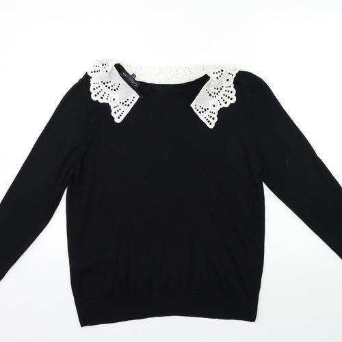 F&F Womens Black  Knit Pullover Jumper Size 16
