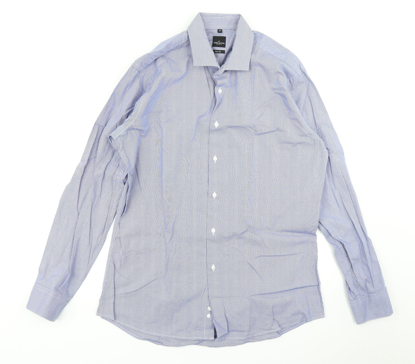 Daniel Hechter Mens Blue Check   Dress Shirt Size 16