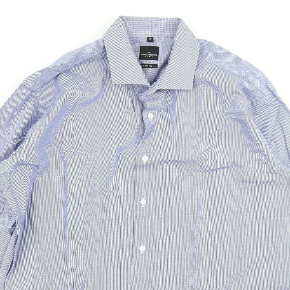 Daniel Hechter Mens Blue Check   Dress Shirt Size 16