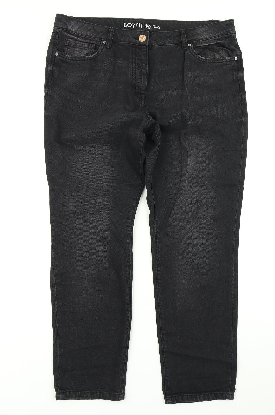 NEXT Womens Black  Denim Boyfriend Jeans Size 14 L25 in