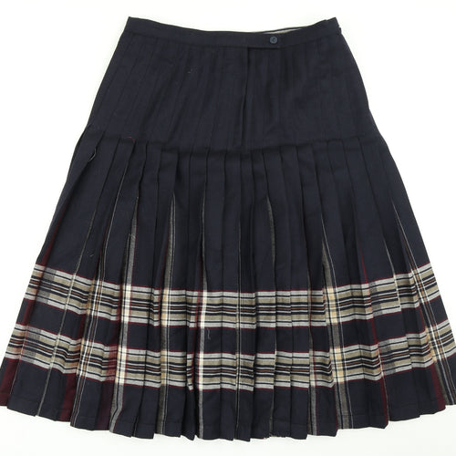 Slimma Womens Blue Plaid  Pleated Skirt Size 18
