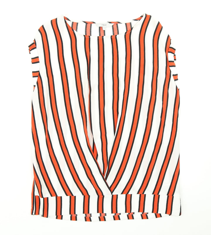 NEXT Womens Red Striped  Basic Blouse Size 10