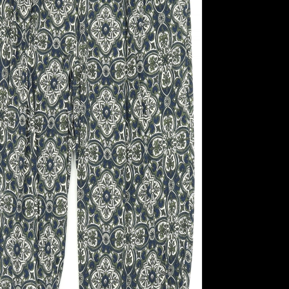 NEXT Womens Blue Floral  Harem Trousers Size 16 L27 in