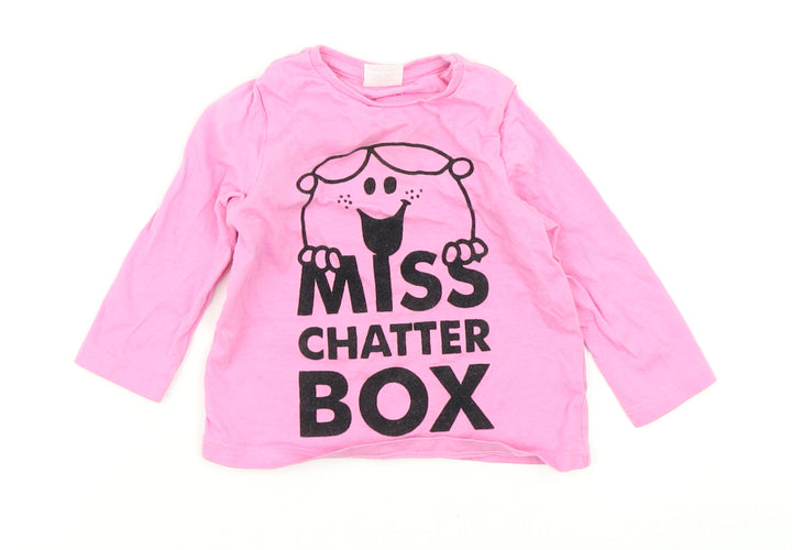 Mr Men Girls Pink   Basic T-Shirt Size 3-6 Months  - Little Miss Chatterbox