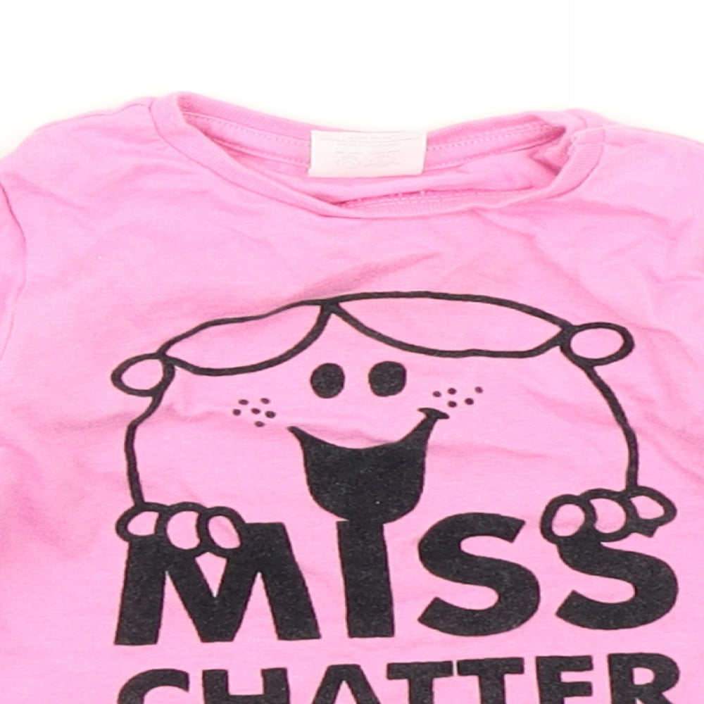 Mr Men Girls Pink   Basic T-Shirt Size 3-6 Months  - Little Miss Chatterbox