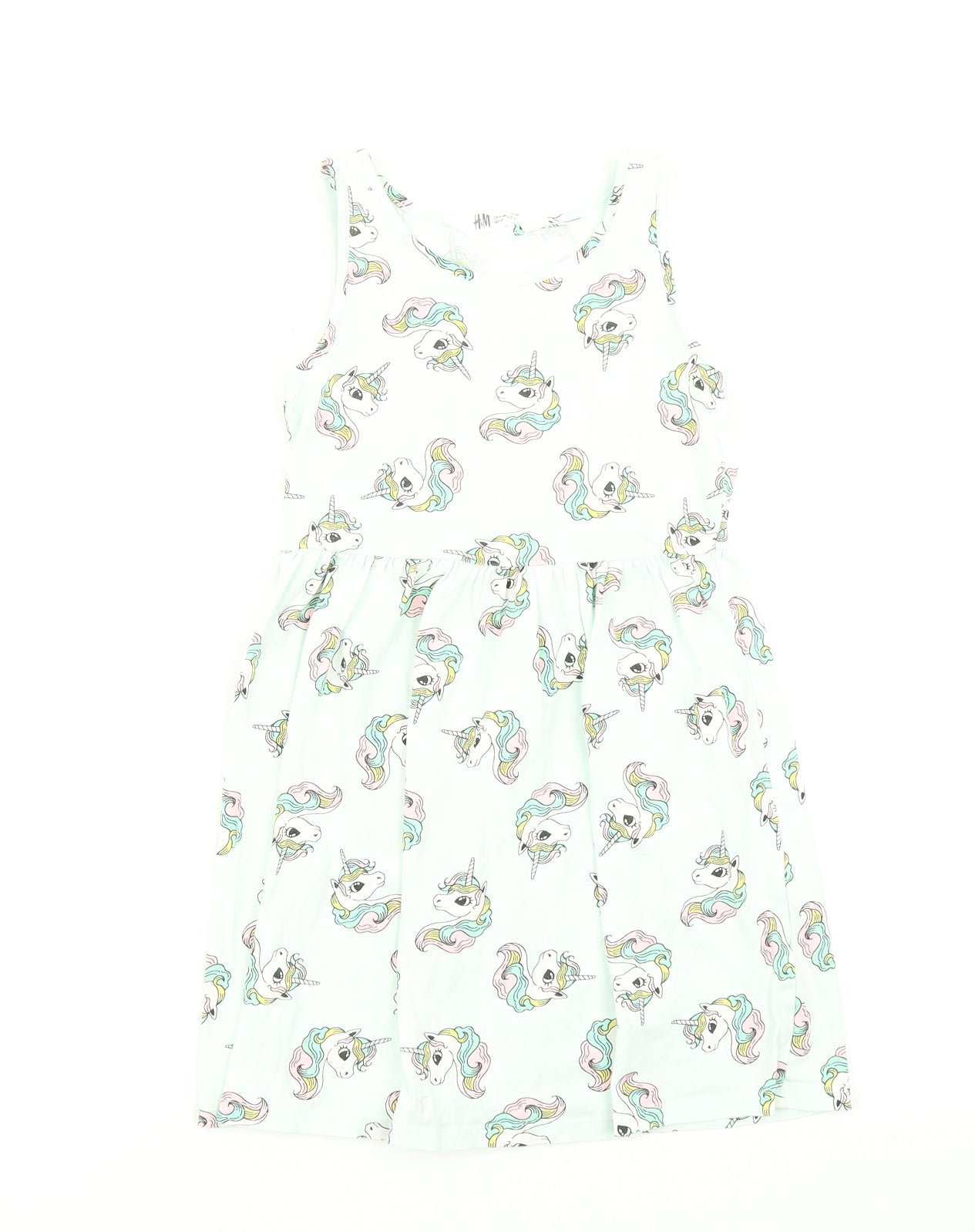 H&M Girls Black   Skater Dress  Size 7-8 Years  - Unicorn print