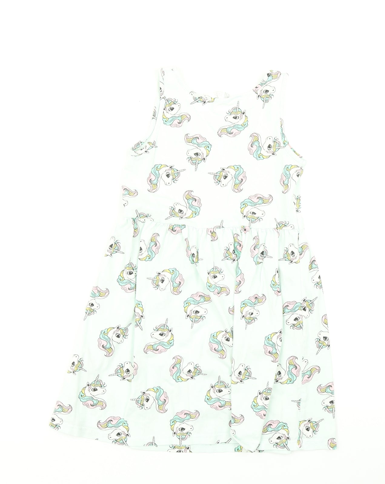 H&M Girls Black   Skater Dress  Size 7-8 Years  - Unicorn print