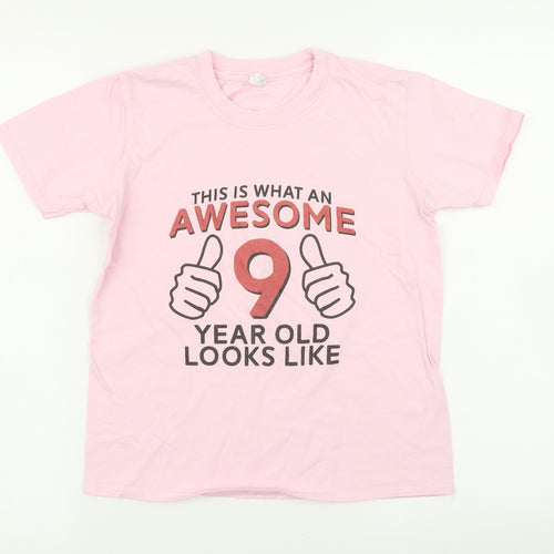 Gildan Girls Pink   Basic T-Shirt Size 9-10 Years