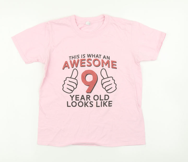 Gildan Girls Pink Basic T-Shirt Size 9-10 Years