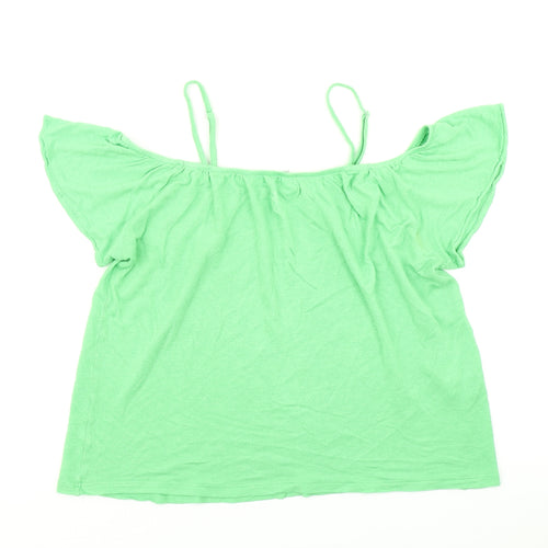VERO MODA Womens Green   Basic Blouse Size M  - Cold Shoulder