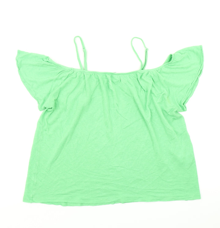 VERO MODA Womens Green Basic Blouse Size M - Cold Shoulder