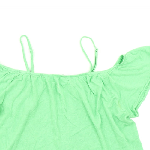 VERO MODA Womens Green   Basic Blouse Size M  - Cold Shoulder