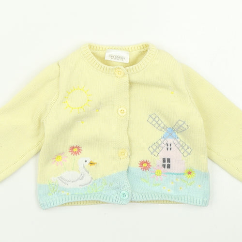 NEXT Girls Yellow  Knit Cardigan Jumper Size 6-9 Months