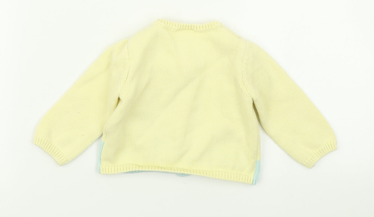 NEXT Girls Yellow  Knit Cardigan Jumper Size 6-9 Months