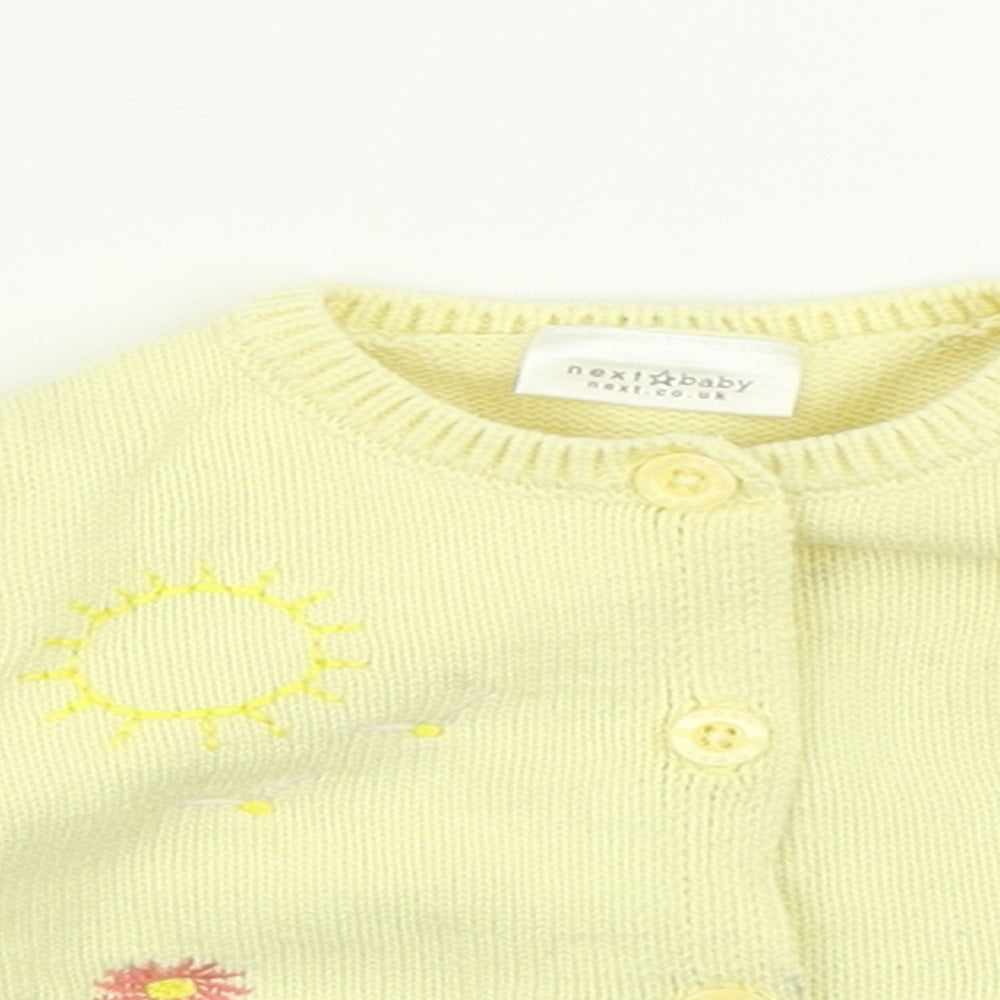 NEXT Girls Yellow  Knit Cardigan Jumper Size 6-9 Months
