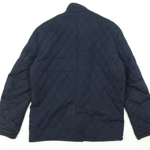 Easy Womens Blue Argyle/Diamond  Pea Coat Coat Size M