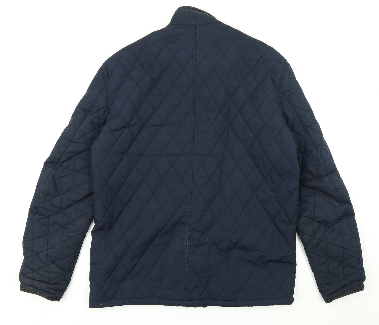 Easy Womens Blue Argyle/Diamond  Pea Coat Coat Size M