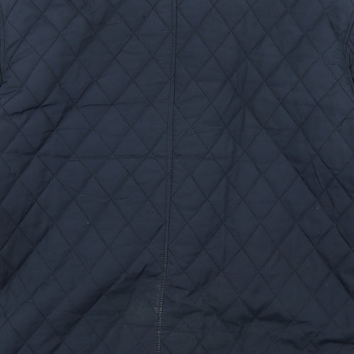 Easy Womens Blue Argyle/Diamond  Pea Coat Coat Size M