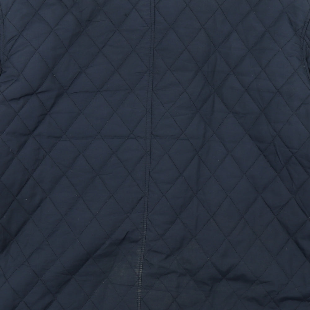 Easy Womens Blue Argyle/Diamond  Pea Coat Coat Size M