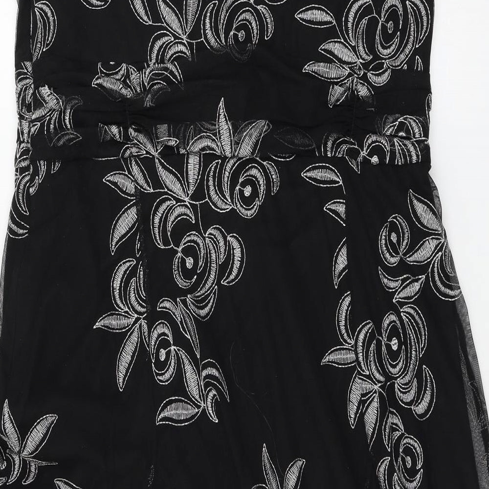 Wallis Womens Black Floral Mesh Slip Dress  Size 20