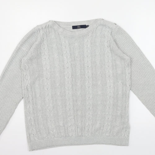 Isle Womens Grey  Knit Pullover Jumper Size 14