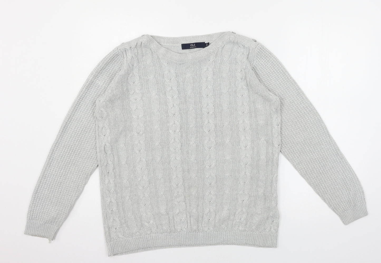Isle Womens Grey  Knit Pullover Jumper Size 14