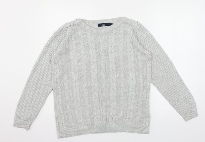 Isle Womens Grey  Knit Pullover Jumper Size 14