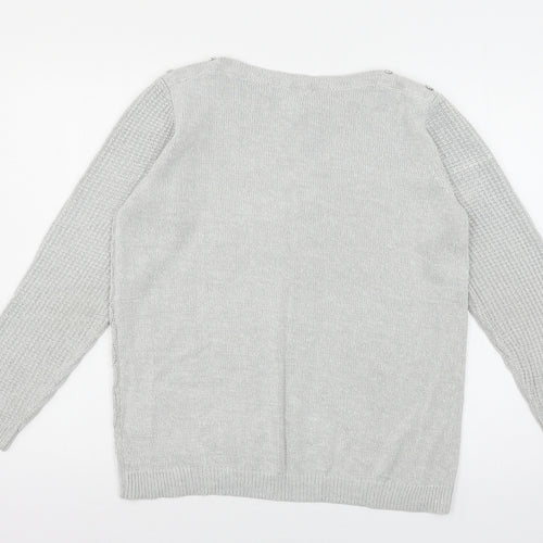 Isle Womens Grey  Knit Pullover Jumper Size 14