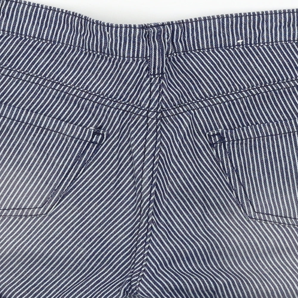 Select Womens Blue Striped Denim Hot Pants Shorts Size 8