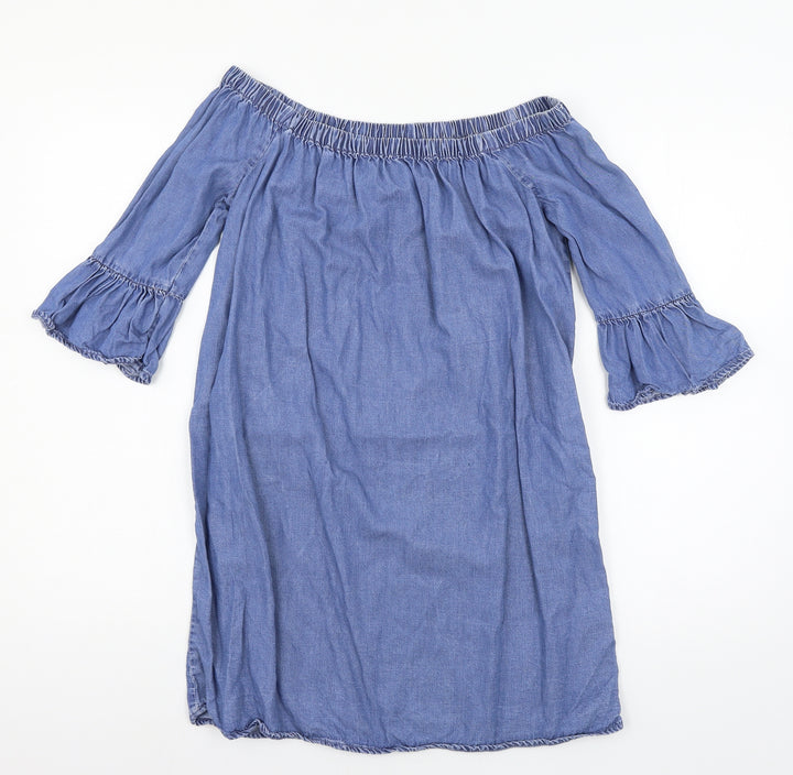 New Look Womens Blue Denim A-Line Size 8
