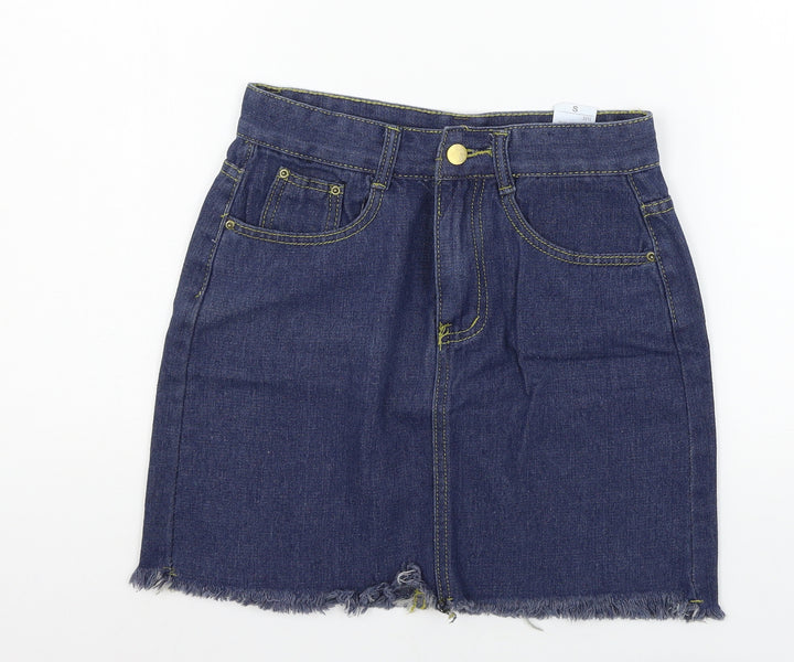 Preworn Womens Blue  Denim Mini Skirt Size S