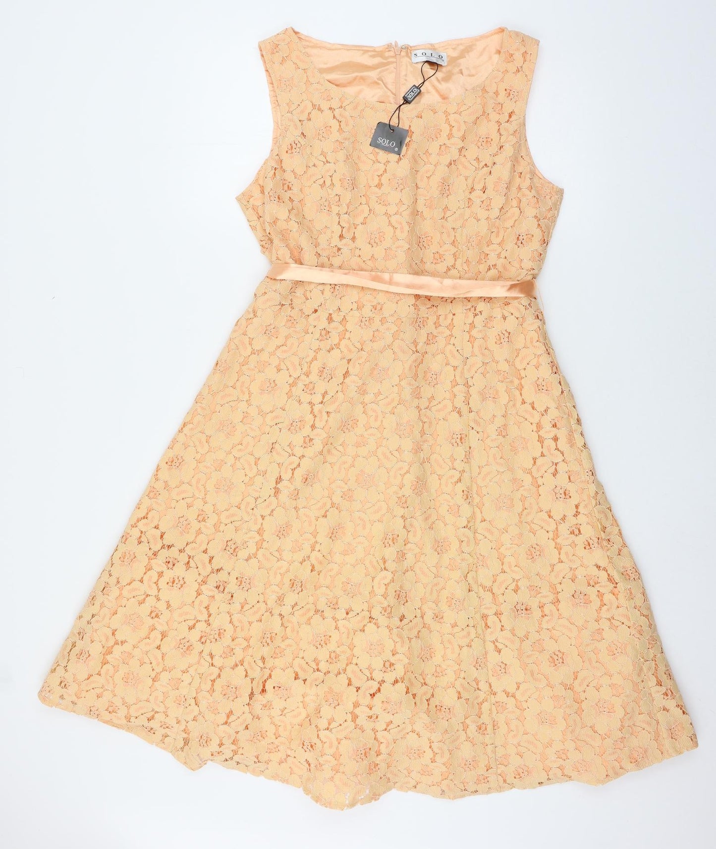 Solo Womens Orange  Lace Fit & Flare  Size 16