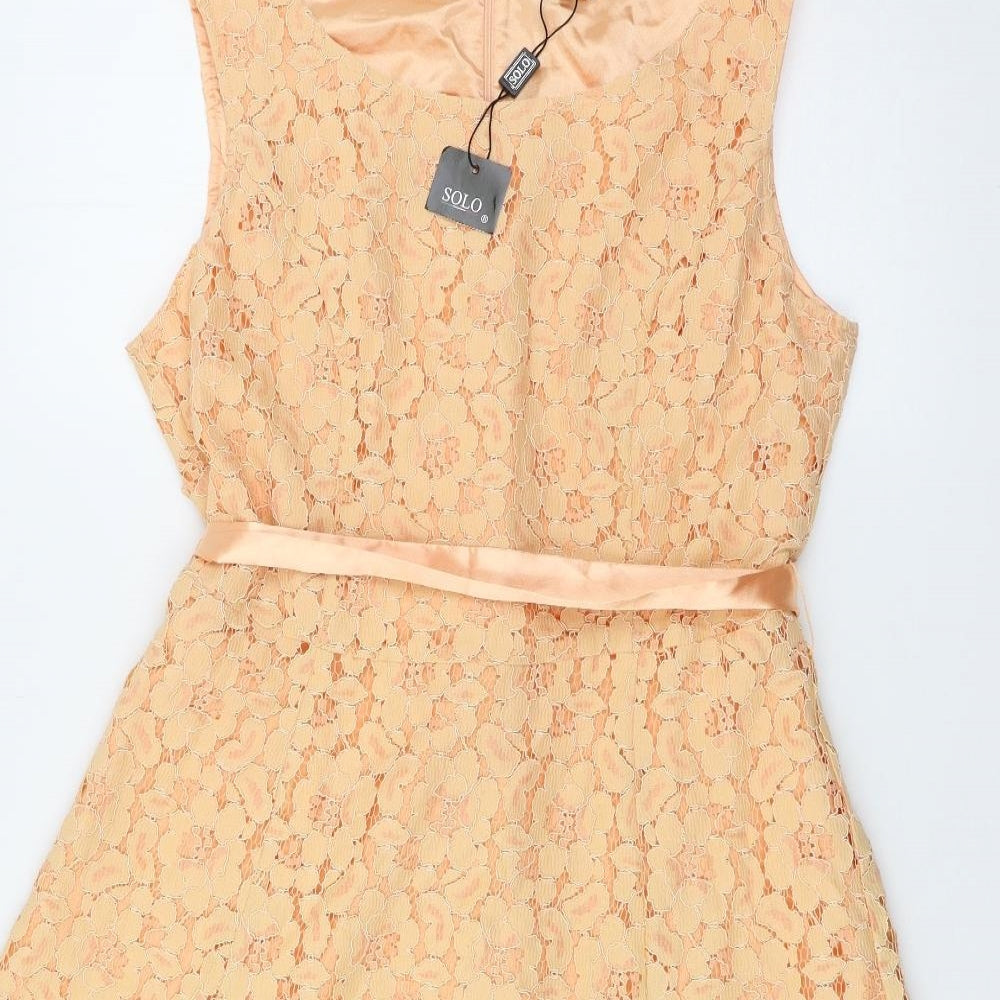 Solo Womens Orange  Lace Fit & Flare  Size 16
