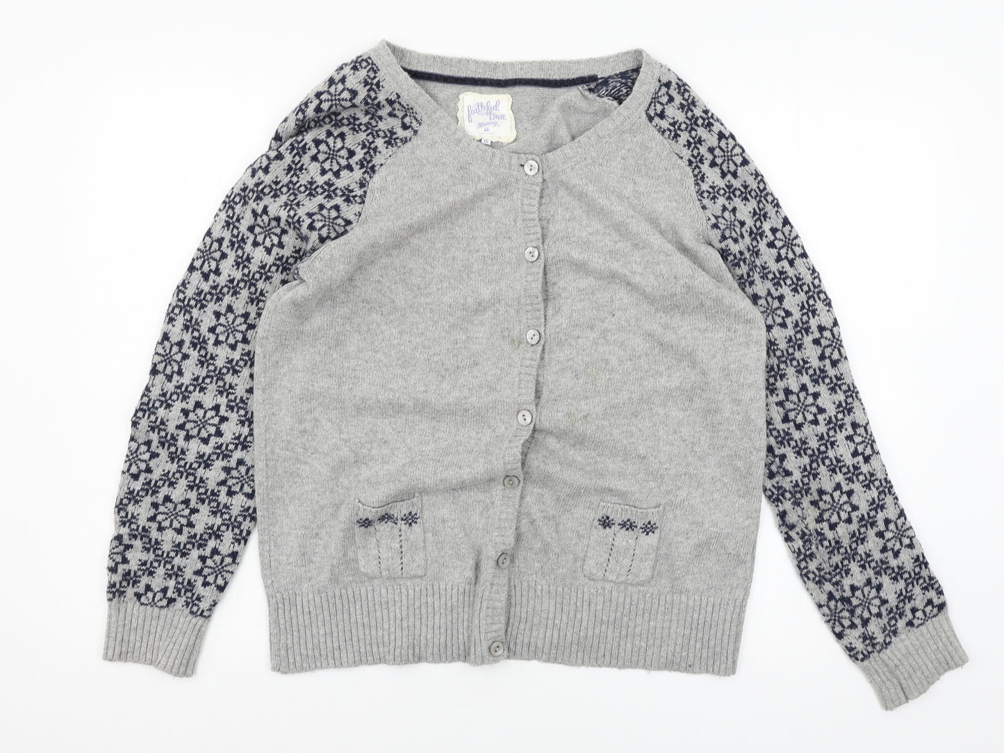 MANTARAY PRODUCTS Womens Grey Geometric Knit Cardigan Jumper Size 16