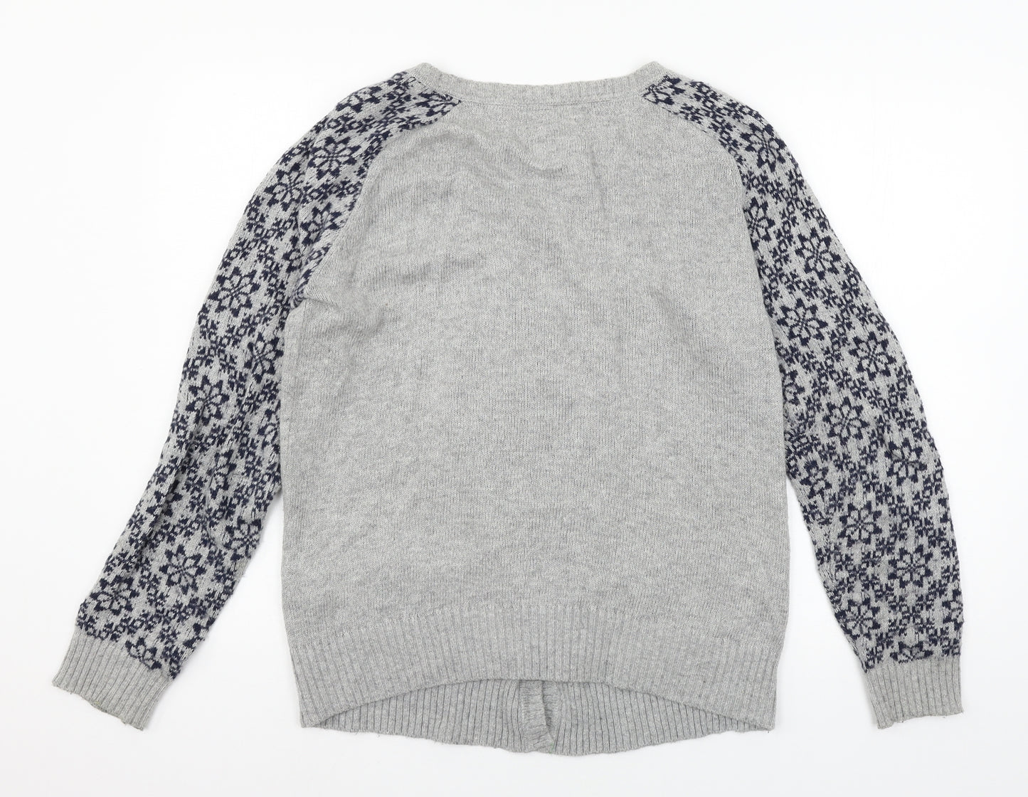 MANTARAY PRODUCTS Womens Grey Geometric Knit Cardigan Jumper Size 16