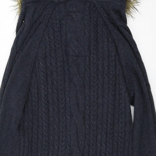 Superdry Womens Blue  Knit Pullover Hoodie Size M  - Cable Knit
