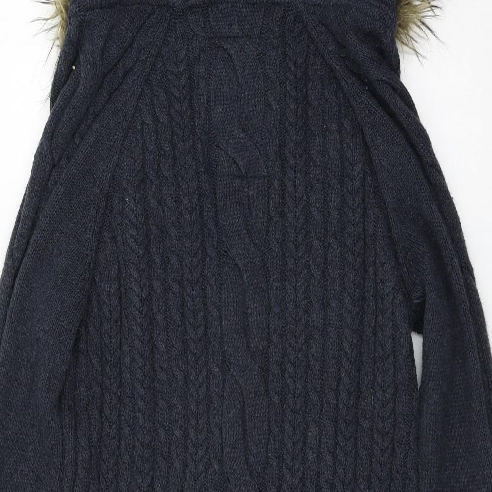 Superdry Womens Blue  Knit Pullover Hoodie Size M  - Cable Knit