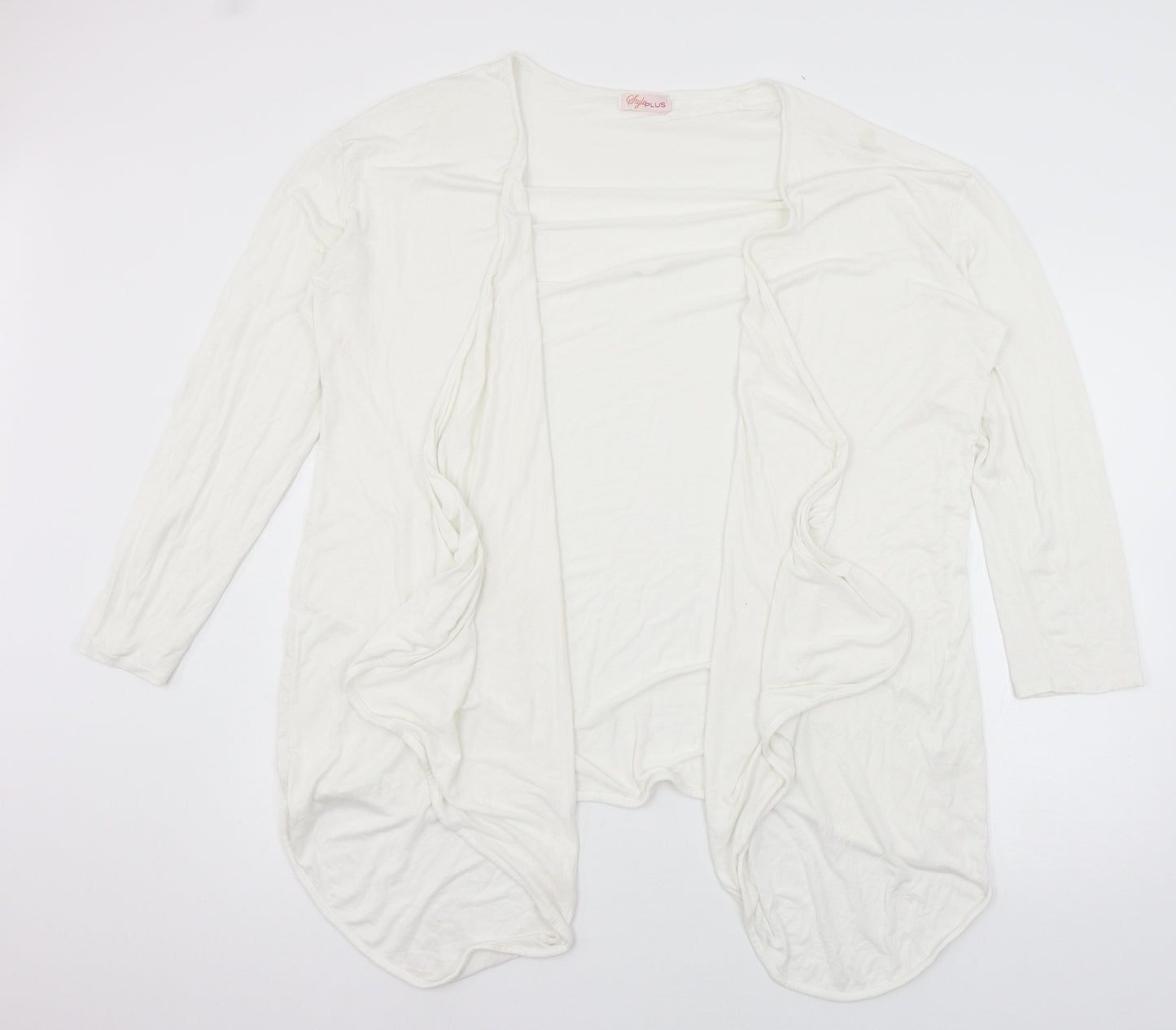 Style Plus Womens White  Jersey Cardigan Jumper Size 24