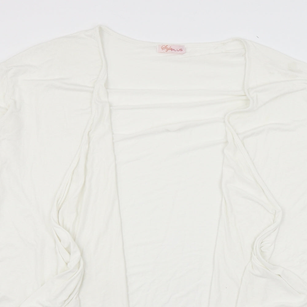Style Plus Womens White  Jersey Cardigan Jumper Size 24