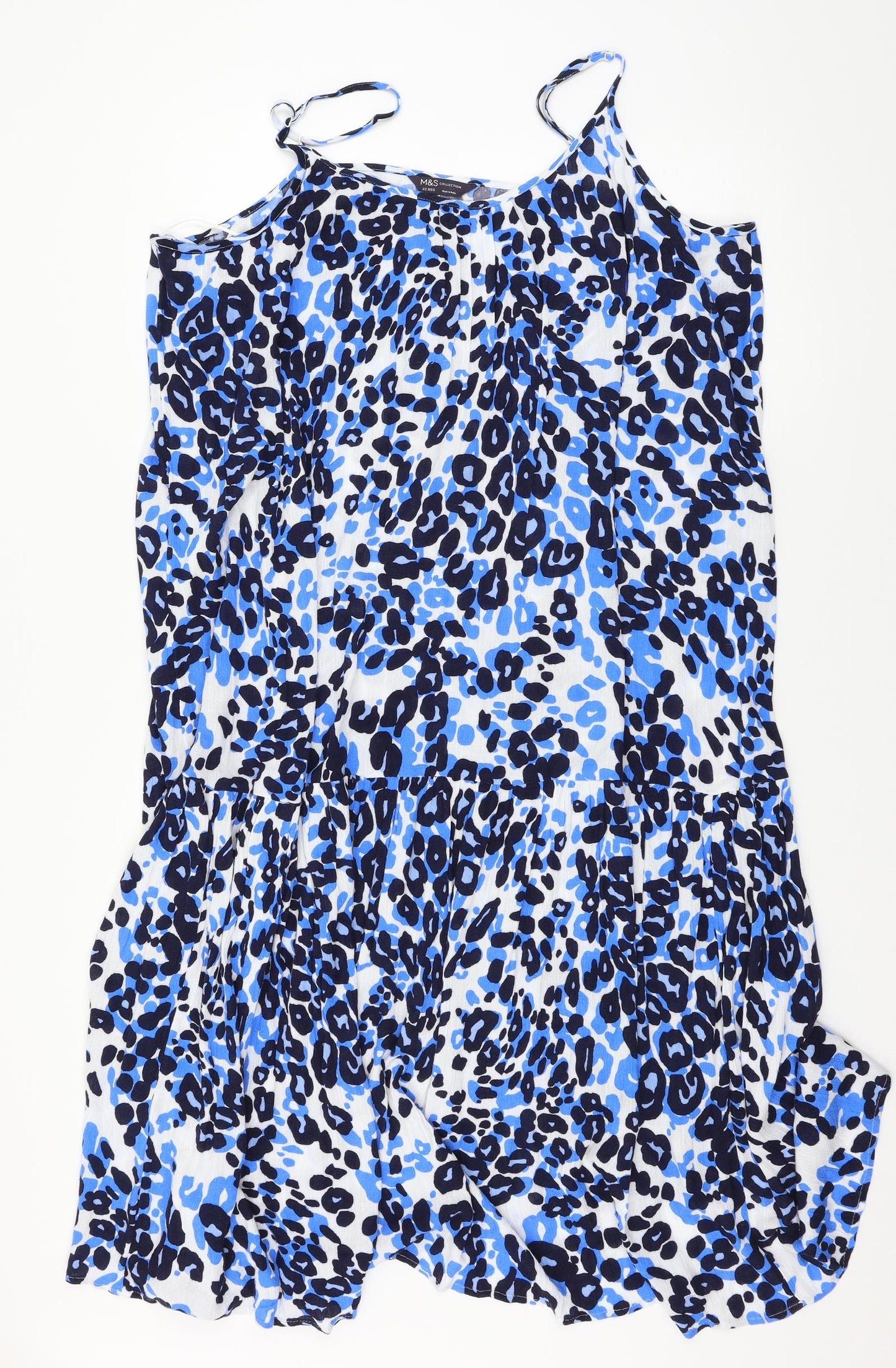 Marks and Spencer Womens Blue Animal Print  Slip Dress  Size 22