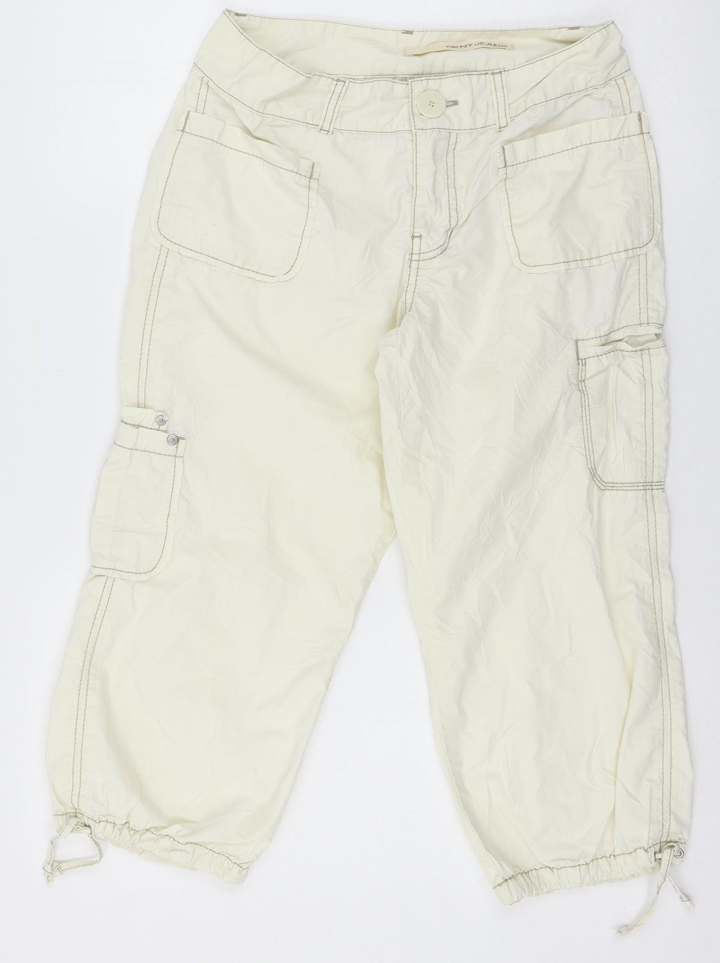 DKNY Womens Ivory   Cropped Trousers Size 28 in L21 in