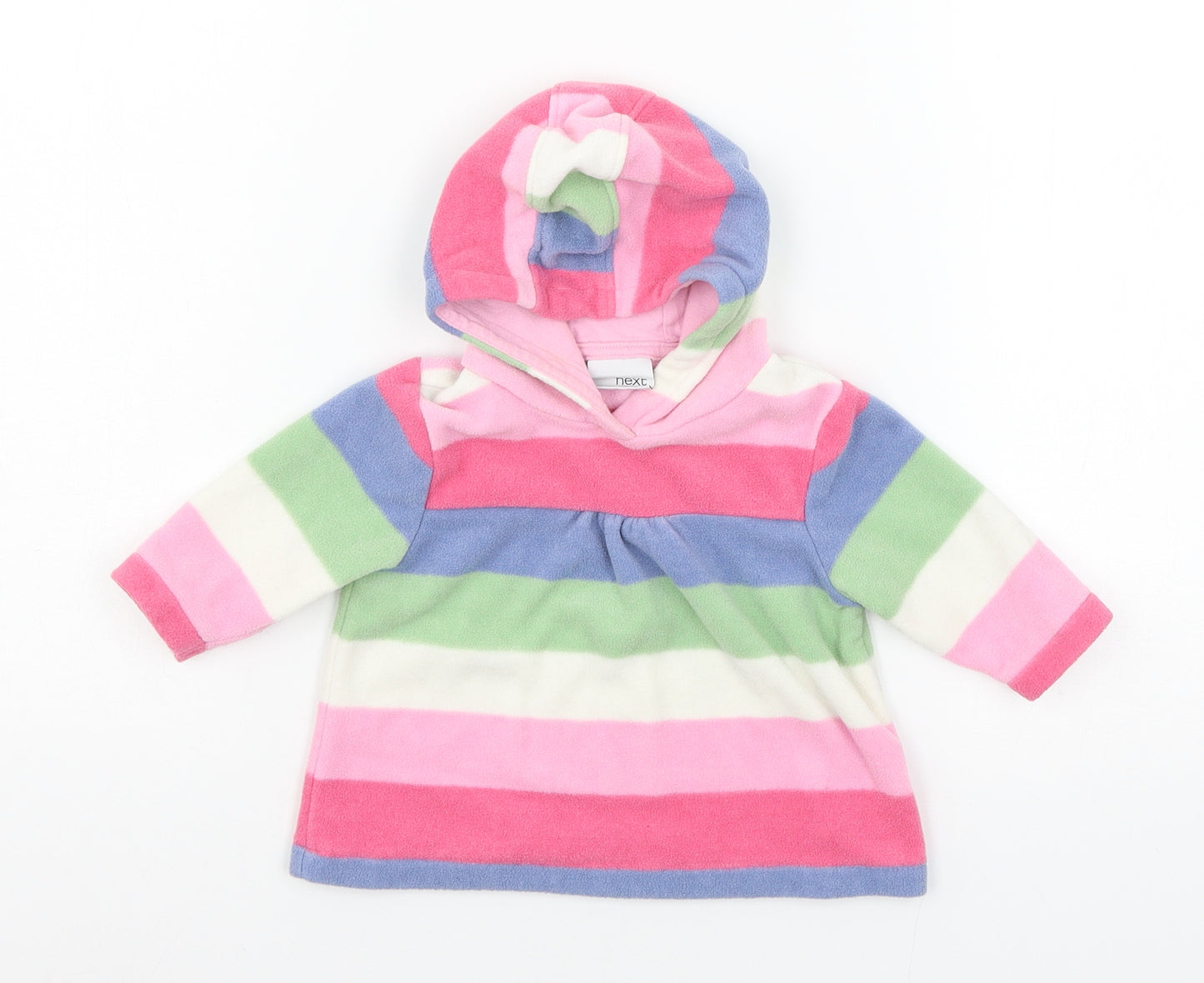 NEXT Girls Pink Striped Fleece Pullover Jumper Size 3-6 Months