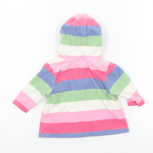 NEXT Girls Pink Striped Fleece Pullover Jumper Size 3-6 Months