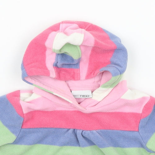 NEXT Girls Pink Striped Fleece Pullover Jumper Size 3-6 Months