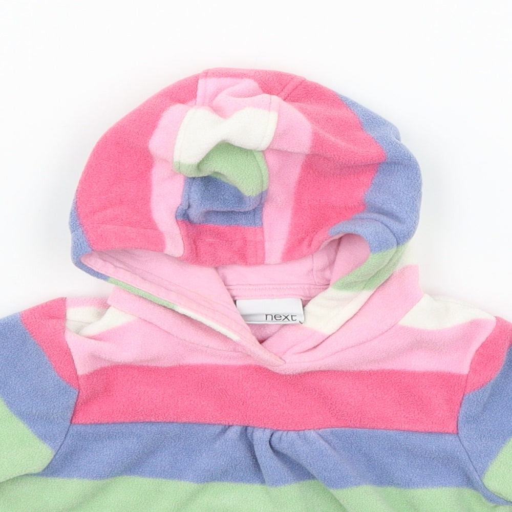 NEXT Girls Pink Striped Fleece Pullover Jumper Size 3-6 Months