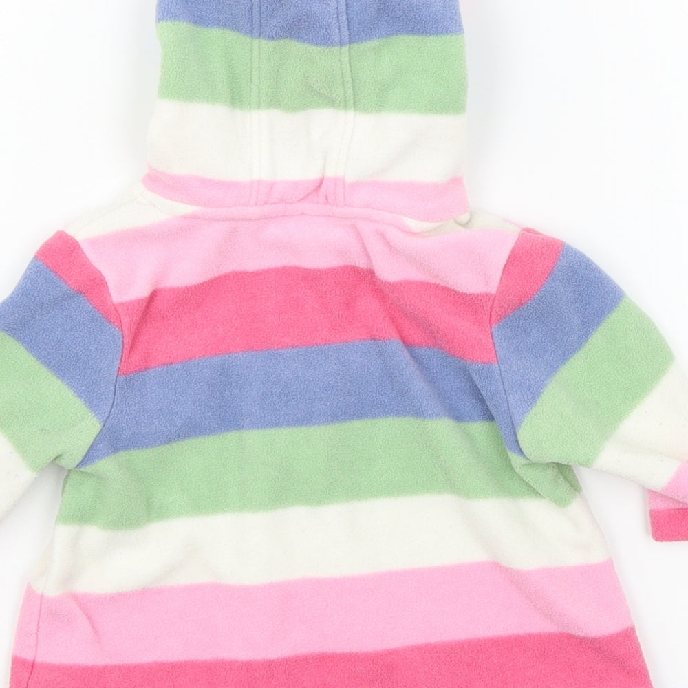 NEXT Girls Pink Striped Fleece Pullover Jumper Size 3-6 Months