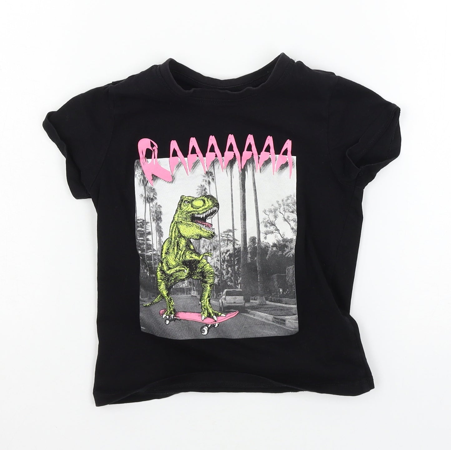 Primark Boys Black  Jersey Basic T-Shirt Size 3-4 Years  - Raaa