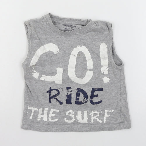 Matalan Boys Grey  Jersey Basic Tank Size 3 Years  - Ride the surf